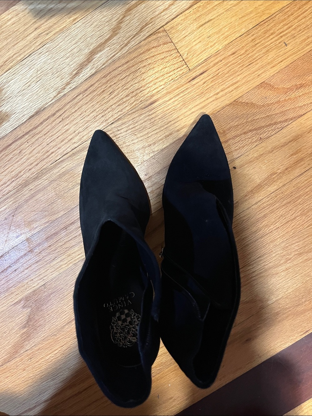 Charles By Charles David Black Pointed Suede Ankle Booties